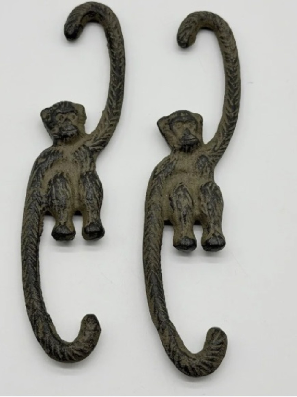 Whimsical Monkey Wall Hooks in Brown - Set of 2